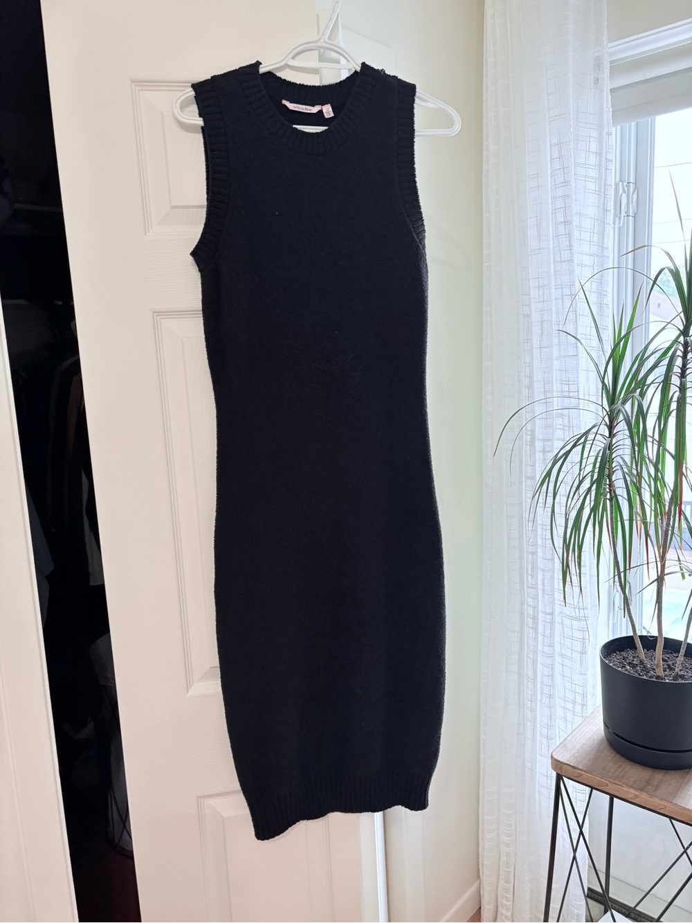 Pajama Sleeveless Knit Midi Dress in Black